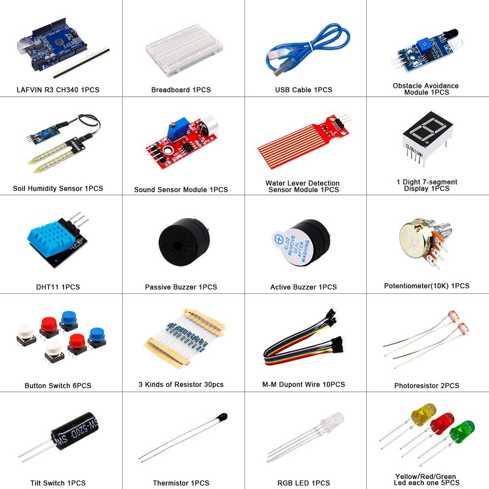 Basic Starter Kit with R3 CH340,Breadboard + Retail with Arduino IDE