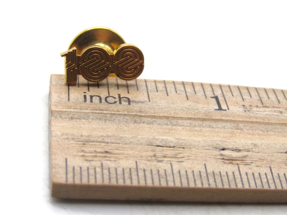 100 Lettered Line Design Logo Pin Gold Tone