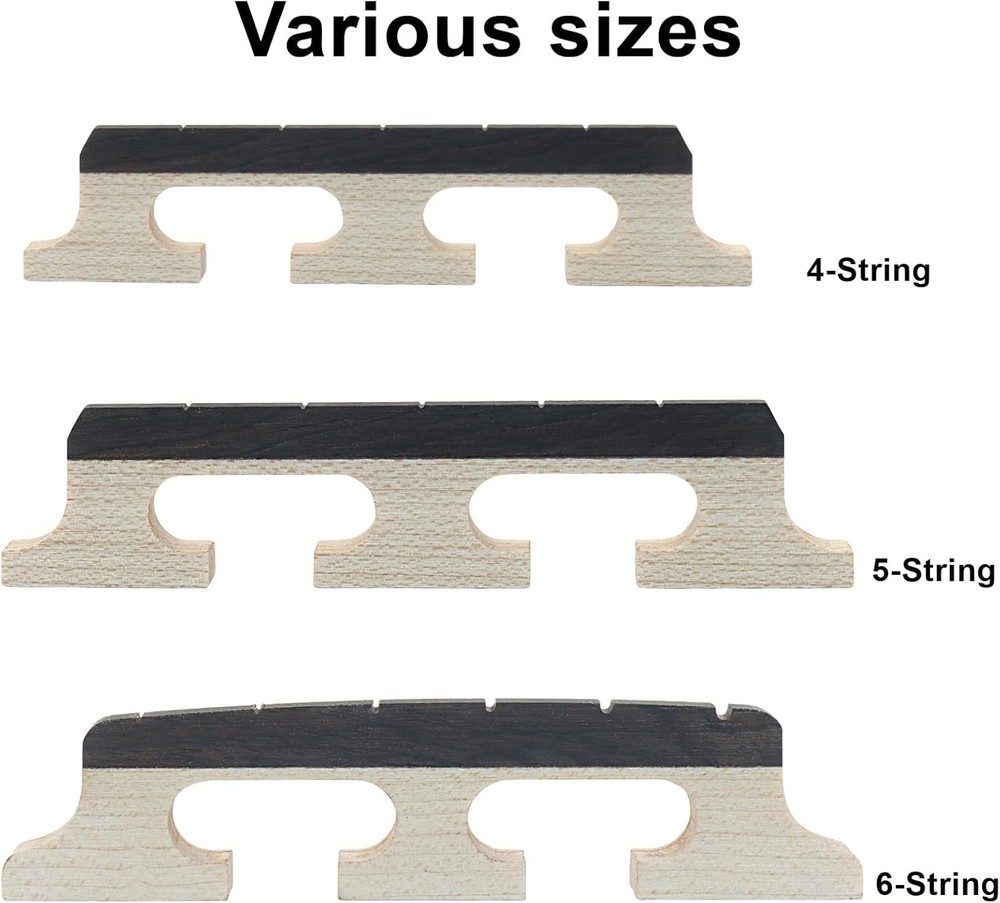 6-String Banjo Bridge - Ebony Maple Replacement for Enhanced Sound