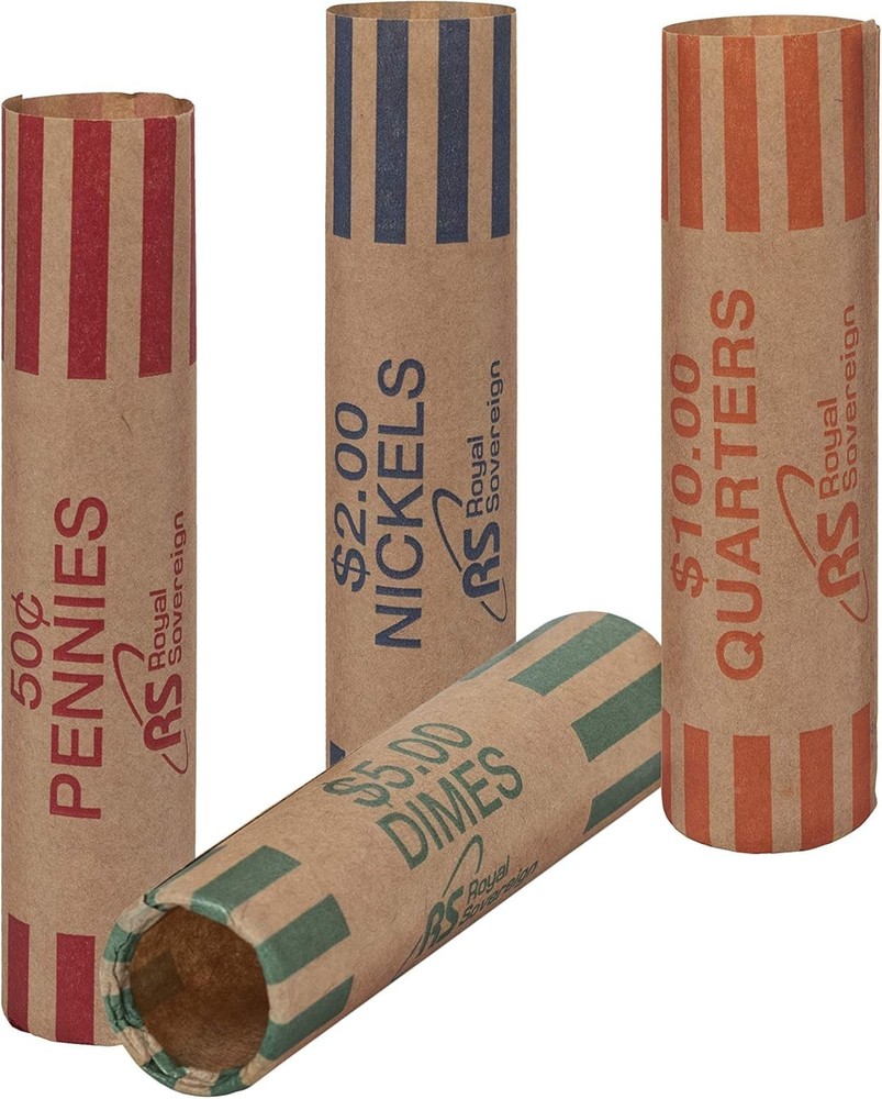 Convenient Blue Coin Wrappers - 216 Preformed Assorted Count for Easy Use