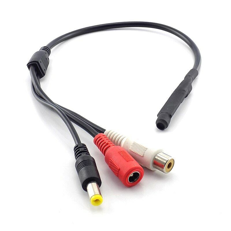 4X CCTV Mic Audio Microphone Sound adapter cable 12V DC for DVR Camera 6H
