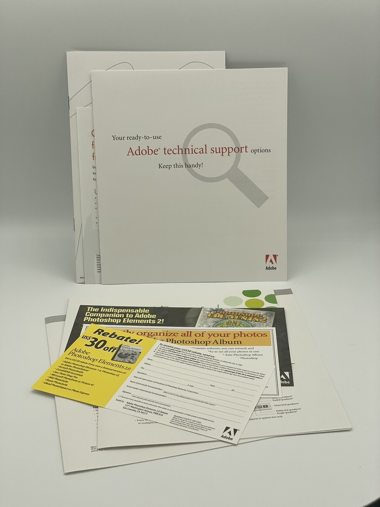 Adobe Photoshop Elements 2.0 CD + User Manual Windows / Macintosh Versions