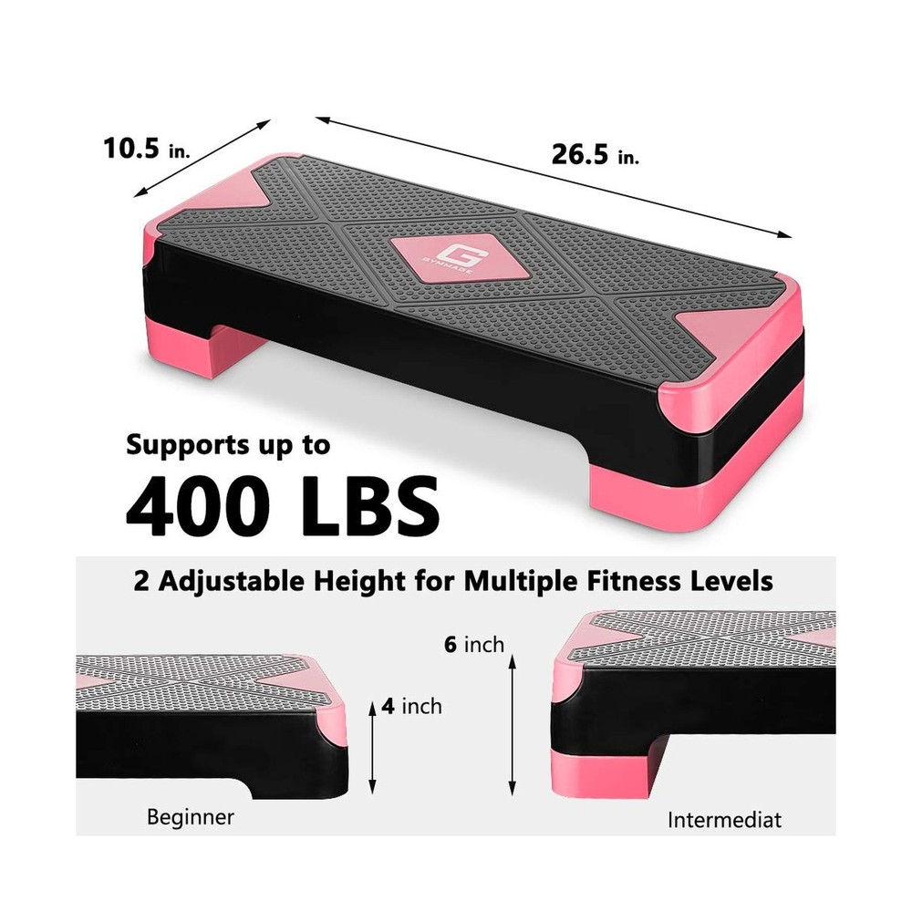 GYMMAGE Adjustable Workout Aerobic Stepper, Aerobic Exercise Step Platform wi...