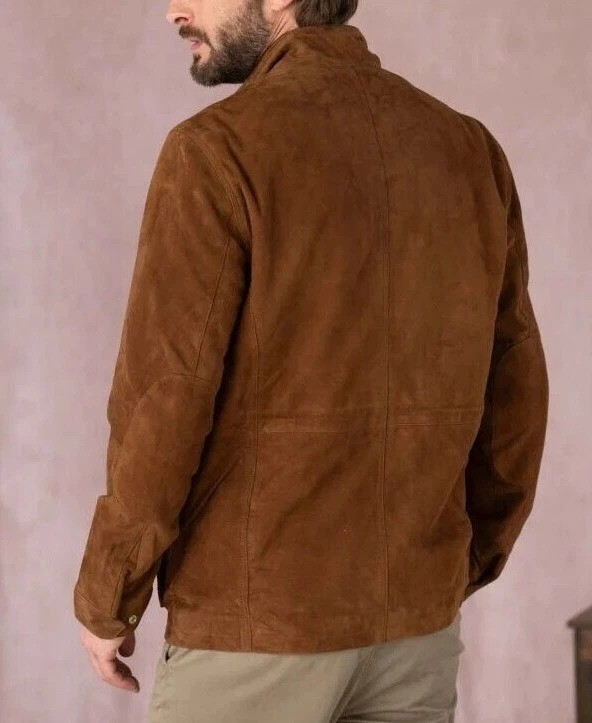 Brown Field Suede Leather Jacket For Men