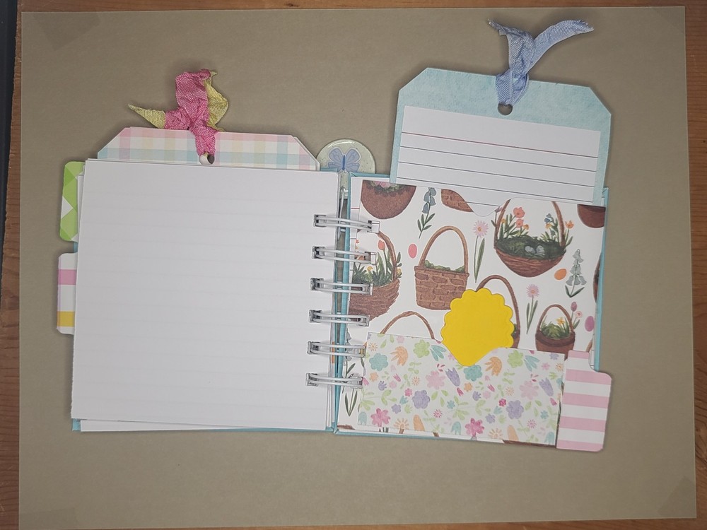 Little cinched journal notebook, Easter, handmade