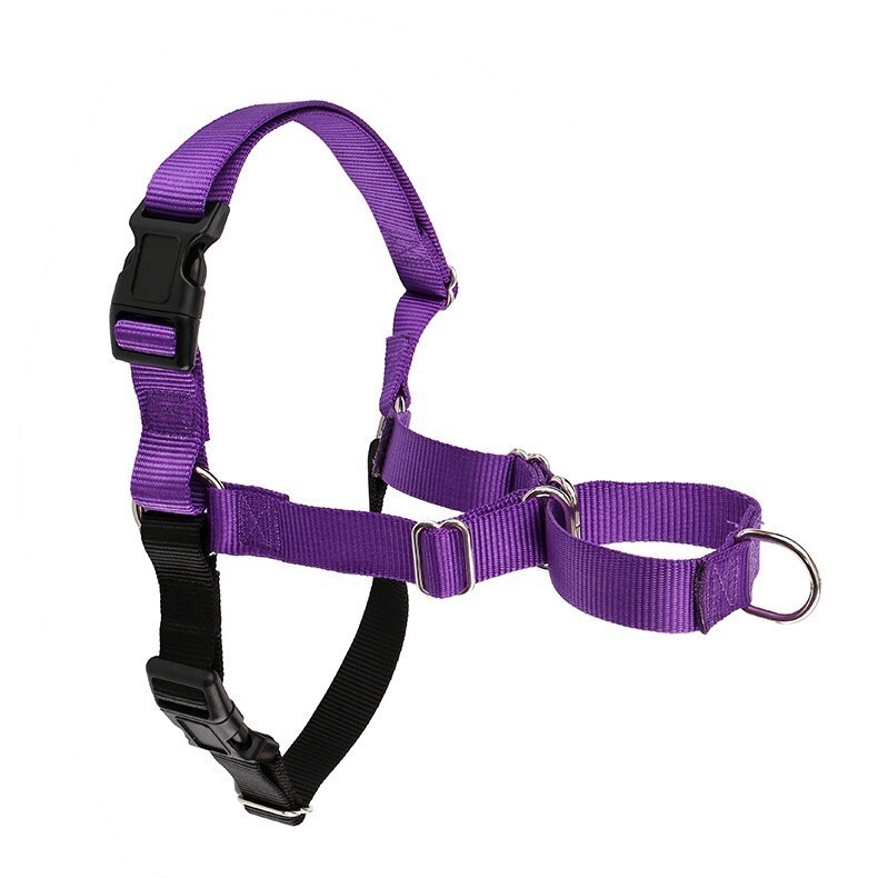 Easy No Pull Dog Harness, Black/Silver (LARGE) Quick On Off Release Buckle