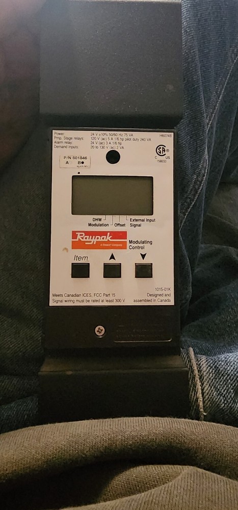 Raypak Modulating Control 1015-01K 601846 H6074B