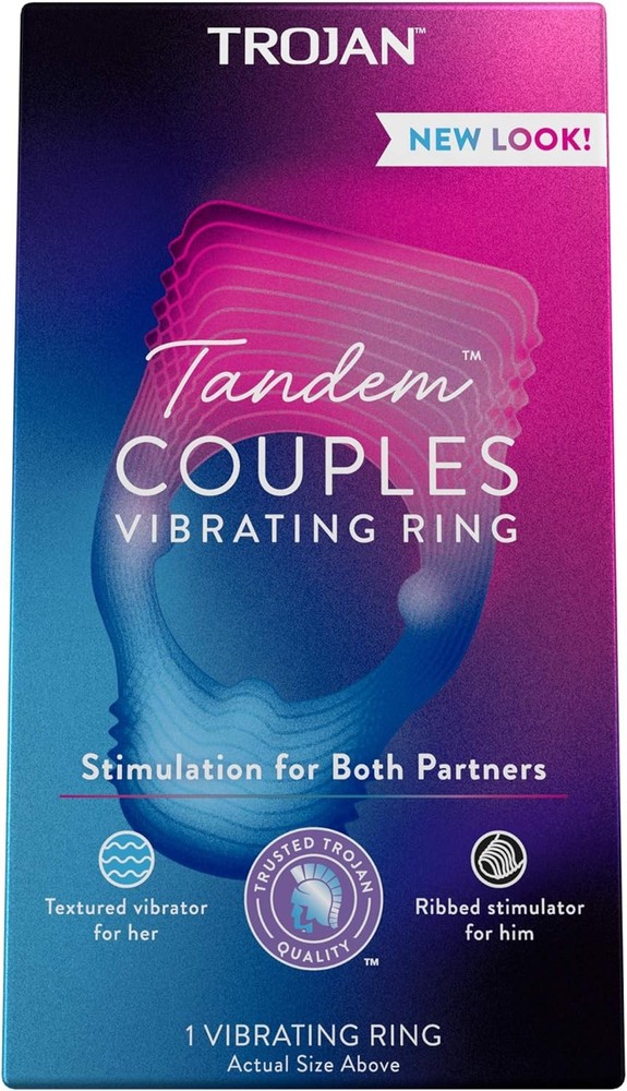 Tandem Couples Vibrating Ring, Personal Massager, 1 Count, Violet