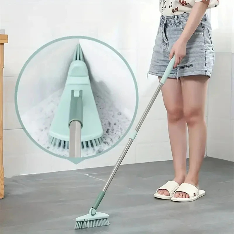 Long Handle Triangle Hard Bristle Floor Brush Bathroom Tile Gap Cleaner Tool