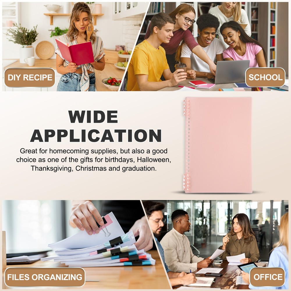 12 Pack B5 22 Mil Plastic Notebook Binder Covers with Binding Comb, Pink