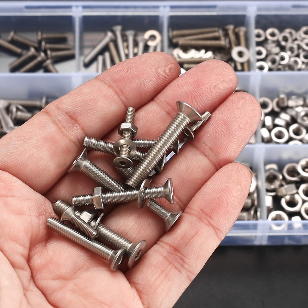 330 Pcs Countersunk Head Hexagon Socket Screws Bolts and One Size, Silver