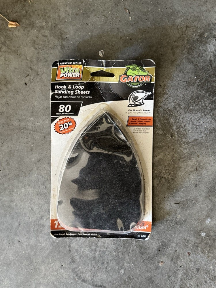 Gator Ultra Power 7756 Hook & Loop Sanding Sheets 80 Grit Medium Mouse Sander