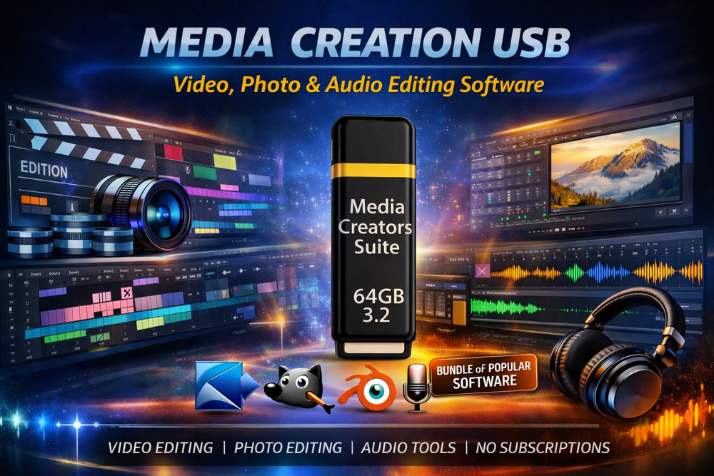 Video Photo Audio Editing Software USB | Professional Media Creator Suite