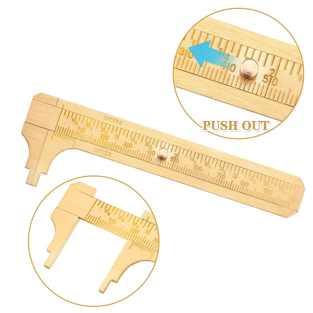2 Pack Brass Vernier Caliper Pocket Handy Caliper Measuring Mini Tool