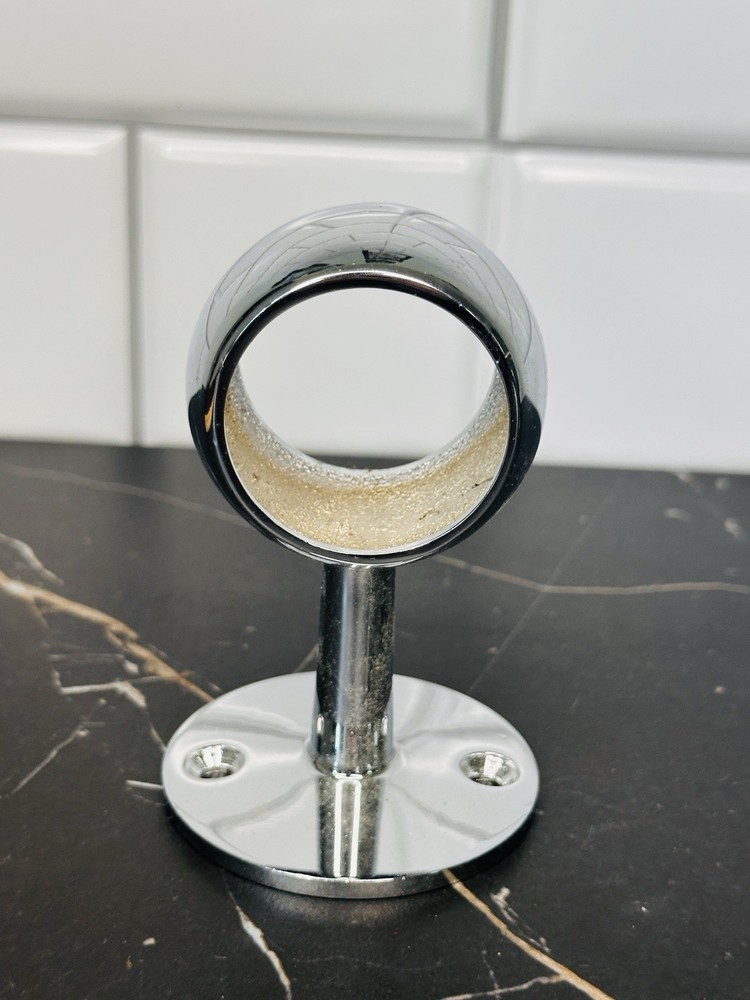 Chrome Wall Mounted Rounded Center Post Bracket 1.5”