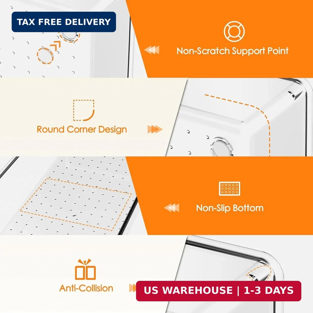 Criusia Drawer Organizer, 10 Pack Large Clear Plastic Set, 3 Size Versatile Bath