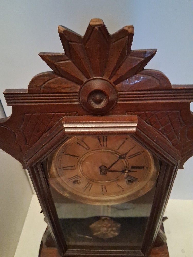 Antique E Ingraham Parlor Gingerbread Mantle Clock Working. Beautiful
