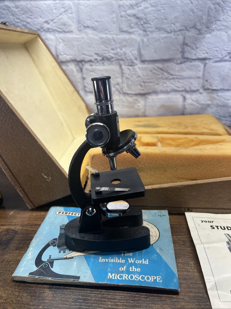 Vintage Creative Science Student School Microscope With Hard Philco Case Tasco