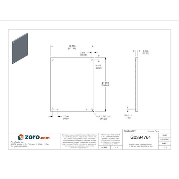 Wiegmann Np2420 Interior Panel, 12 Gangs, Steel, Back Panel Box Type