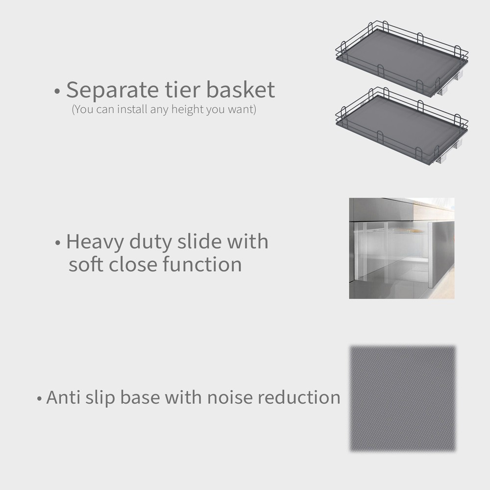 Kitchen Cabinet Pull Out Shelf Organizer Drawer Slide Out Basket Storage