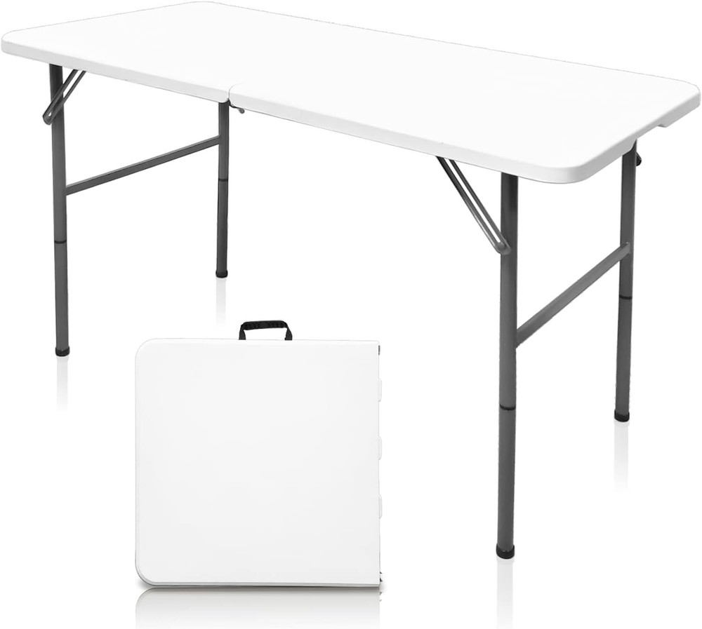 Folding Table,4ft Indoor Outdoor Heavy Duty Portable Folding Square Plastic