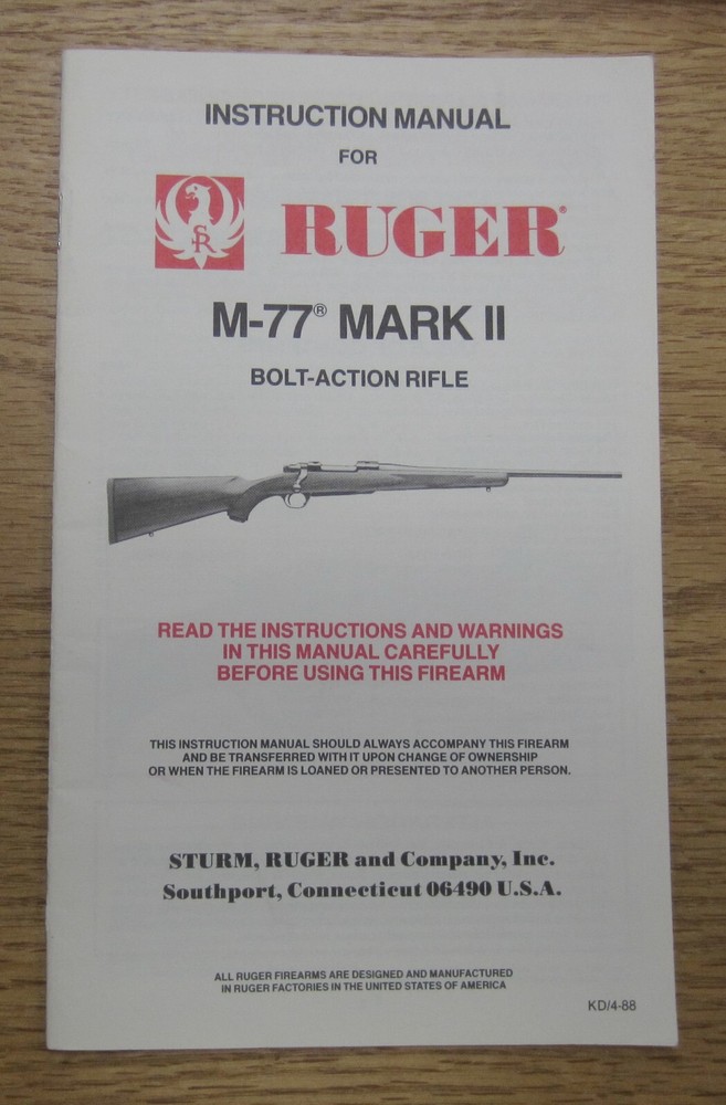 Ruger M77 Mark II Factory Manual