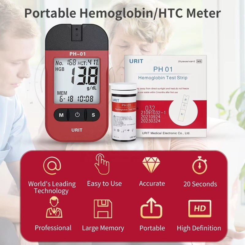 Home Hemoglobin Test Meter with 50 Test Strips Kit Easy Use Hemoglobin Test..46