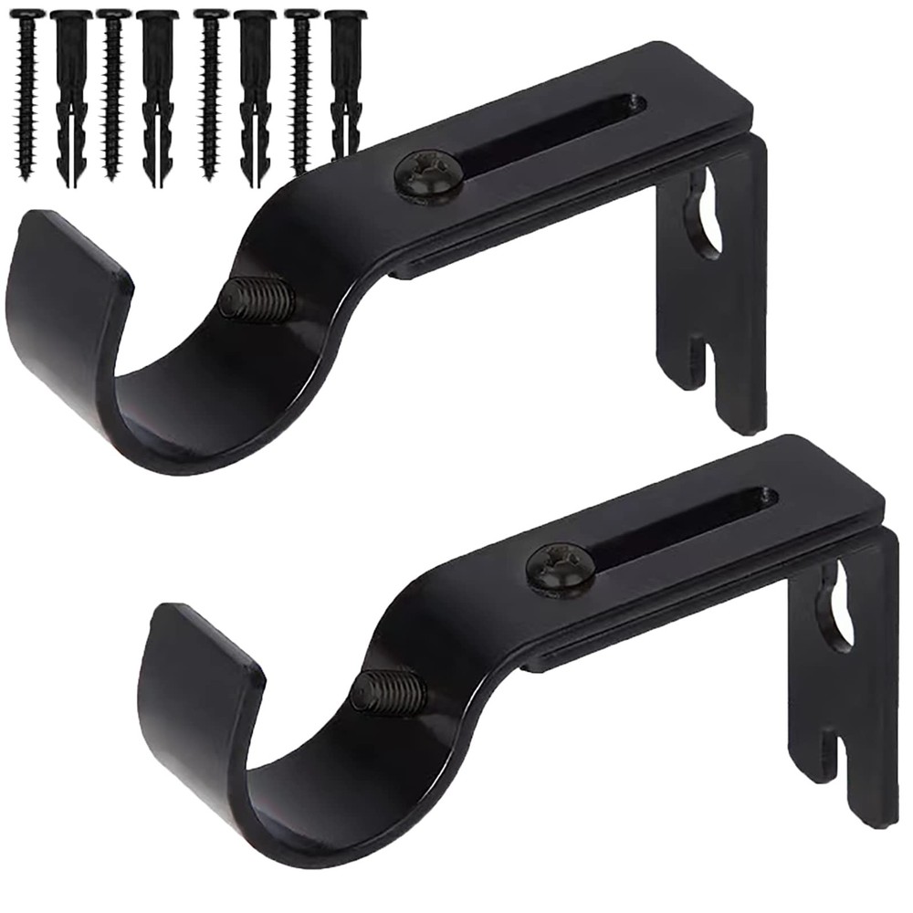 Premium Curtain Rod Brackets - 2 Pack Adjustable Wall Mounts