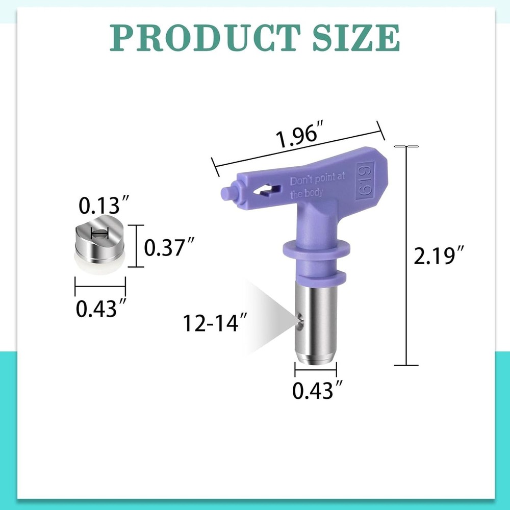 619 High Efficiency Airless Spray Tip, 12-14 Inch Pattern,