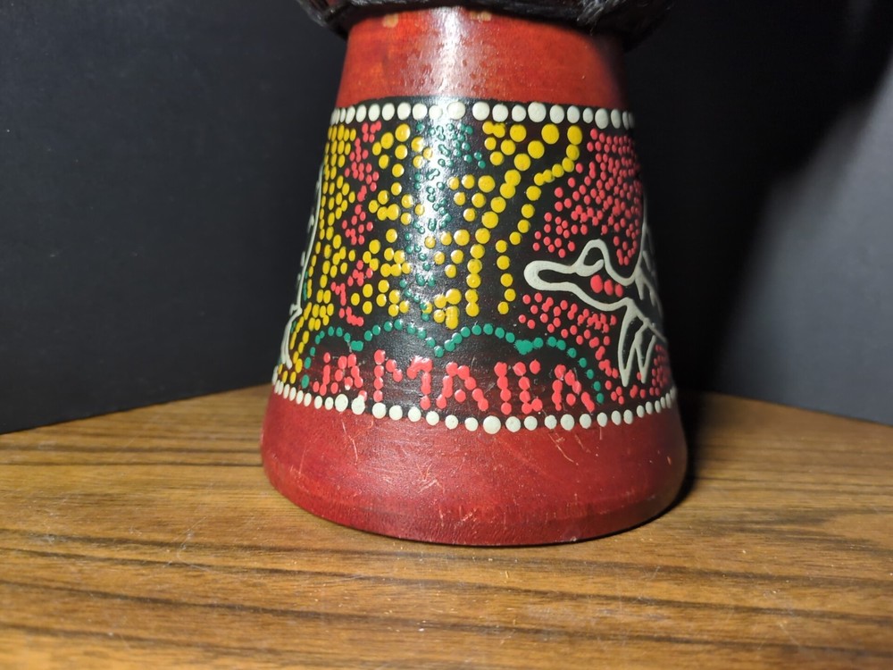 10" Djembe Drum Hand Painted Multicolored Dot Aborigine With Turtle Pattern