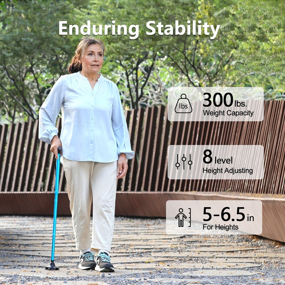 Adjustable Folding Walking Cane,Lightweight Heavy Duty Sticks Pivot Tip
