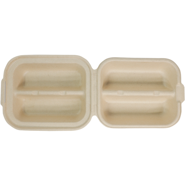 World Centric 2-Compartment Clamshell Taco Container, TO-SC-T2, Compostable
