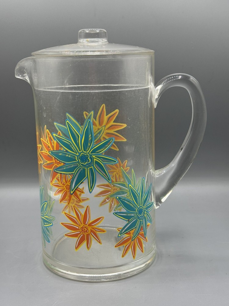 Vintage MCM Plastic Floral Pitcher