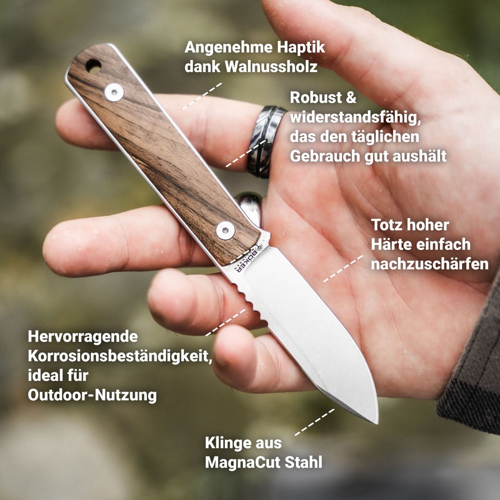 Boker BFF Packlite Walnut Fixed Knife 2.68" MagnaCut Blade Skeletonized ✔️120748