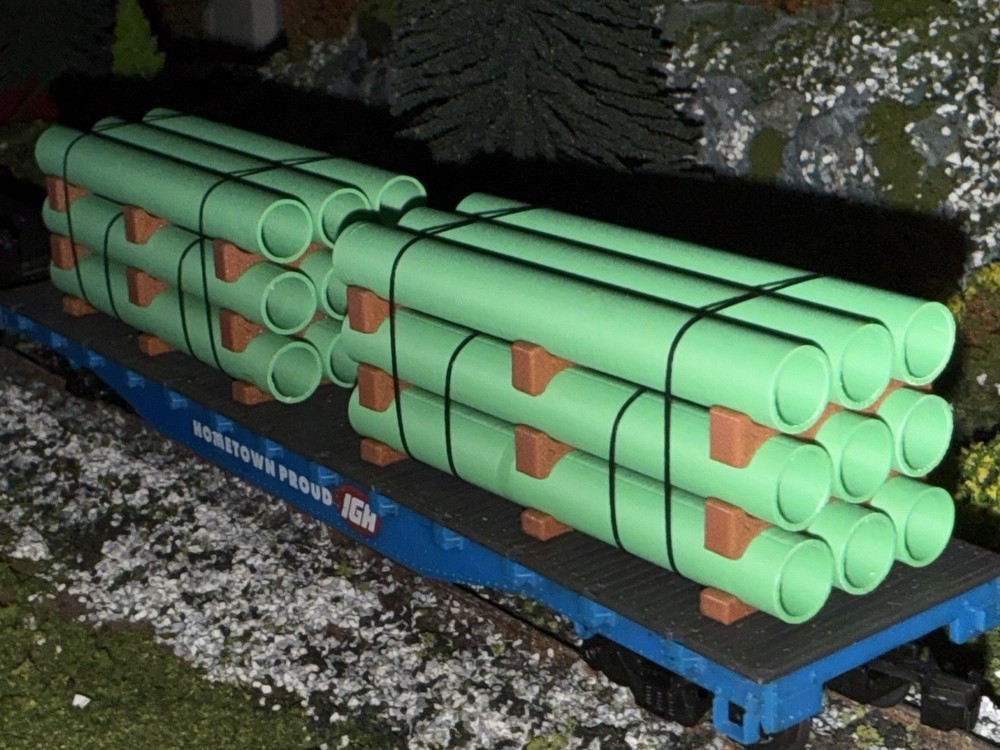 1:87 Ho Scale 20ft Green Pipe Load/decor - Tall Stack (2.75in Long)