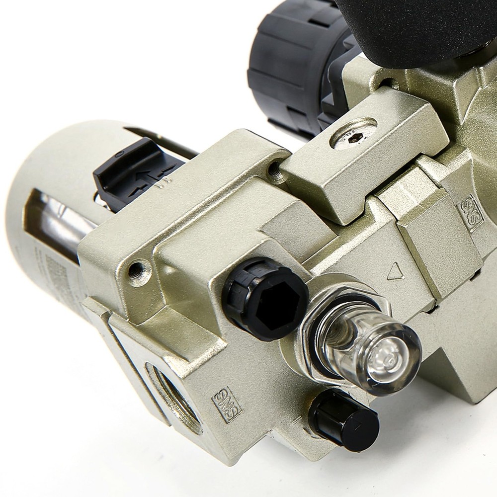 1/4" NPT Compressed Air Filter Regulator Lubricator Three Units Combo FRL Wat...