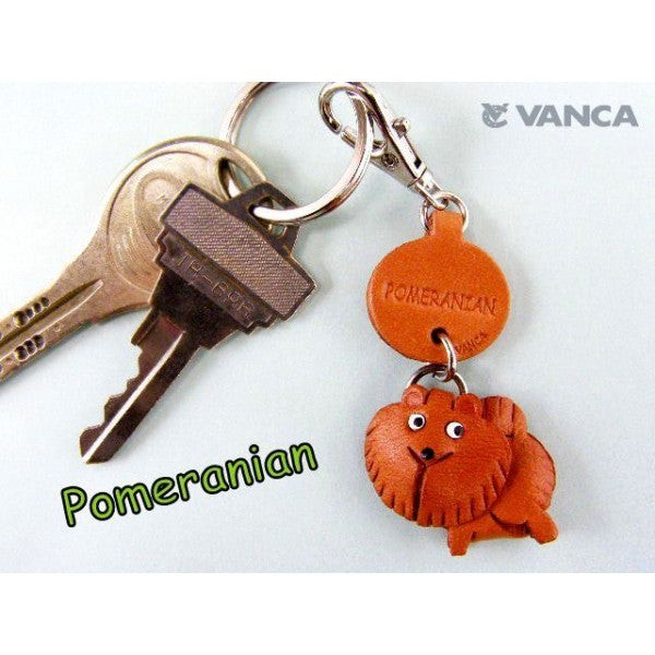 Pomeranian Leather Dog Keychain