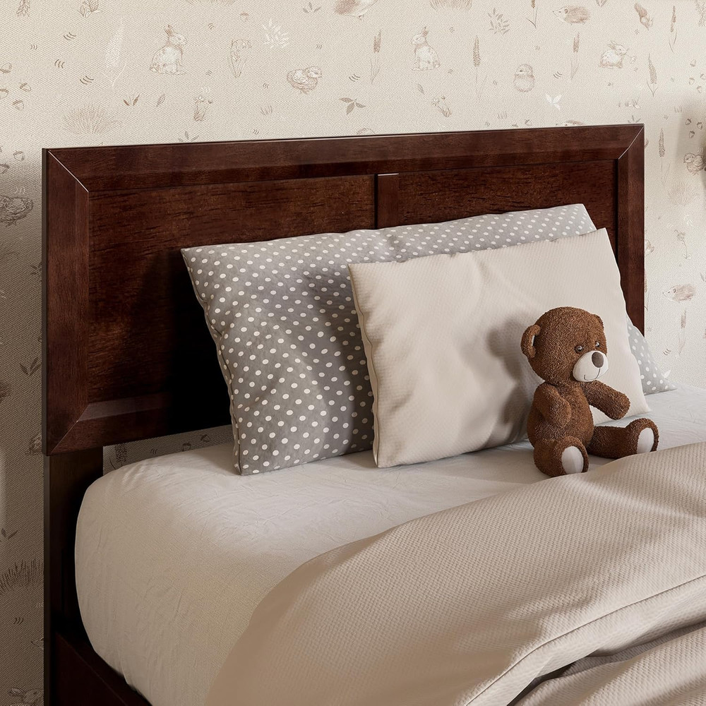 , Sophia Adjustable Modern Twin Wood Headboard, Walnut