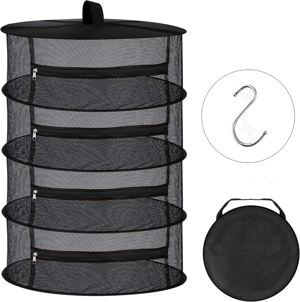 Desy & Feeci Herb Drying Rack- 4 Layer Folding Mesh Hanging Basket Dryer Net wit