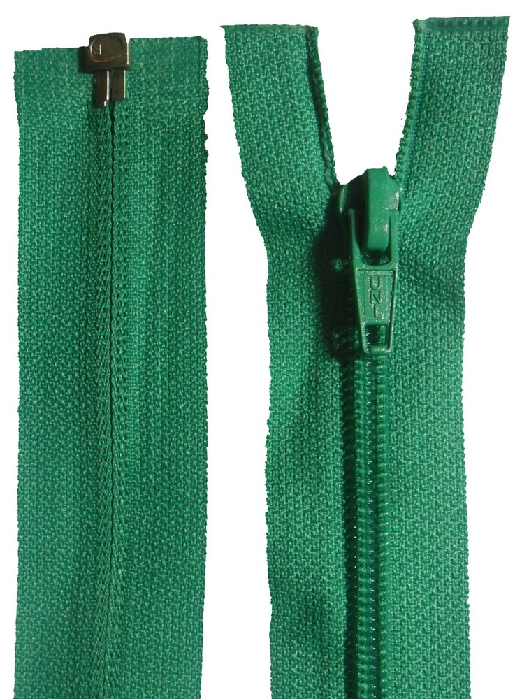 UNI ZIP, JADE, NYLON TEETH PLASTIC OPEN END, NO.5, AVAILABLE IN VARIOUS SIZES
