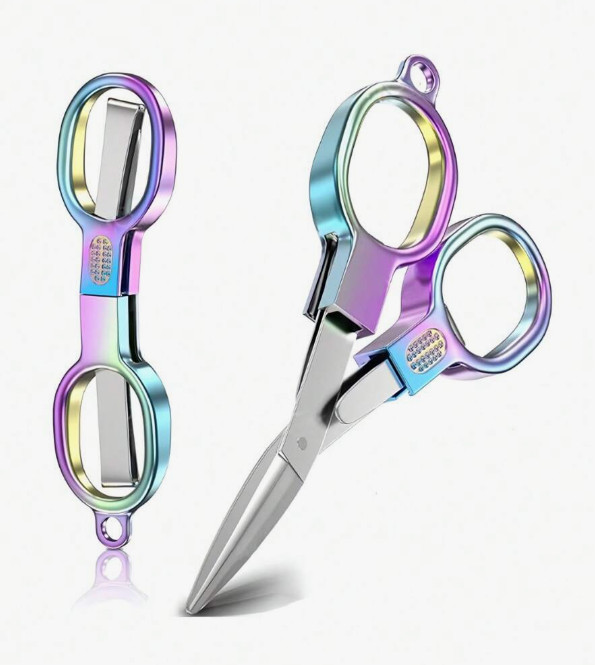 Double Circle Retro Folding Scissors Portable Small Scissors Carry Mini Private