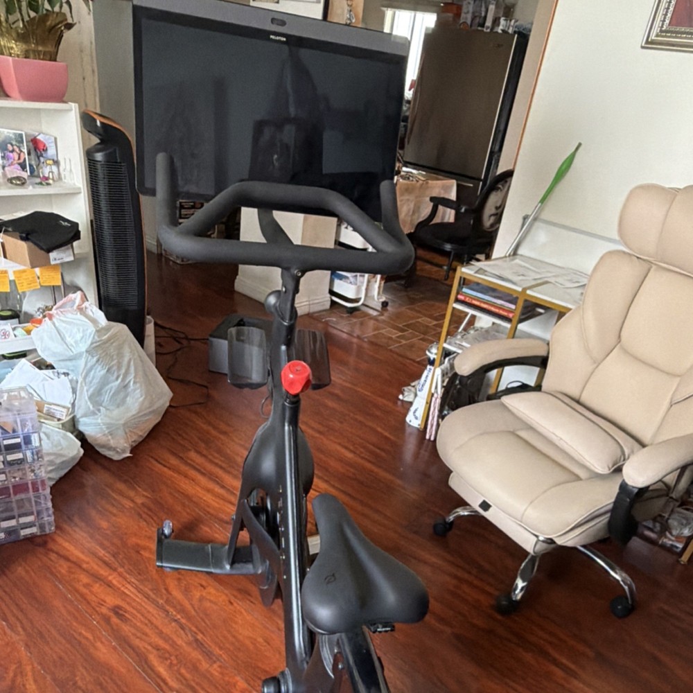 Peloton Upright Exercise Bike, Touchscreen, Adjustable Seat, Black