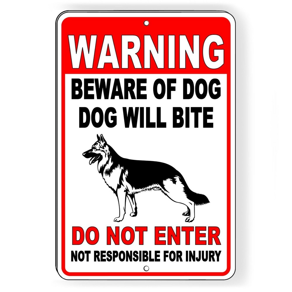 Sign Or Decal Beware Of Dog Will Bite Security Attack Guard Warning Protected