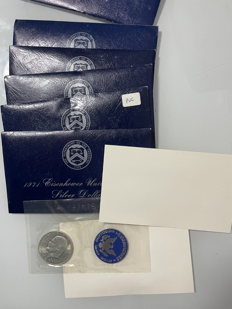 1971-S Eisenhower 40% Silver Dollar BU UNC Mint Cello Blue Envelope Soft Pack