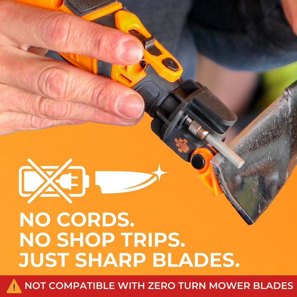 Sharp Pebble Cordless Lawn Mower Blade Sharpener – Adjustable Black/Orange