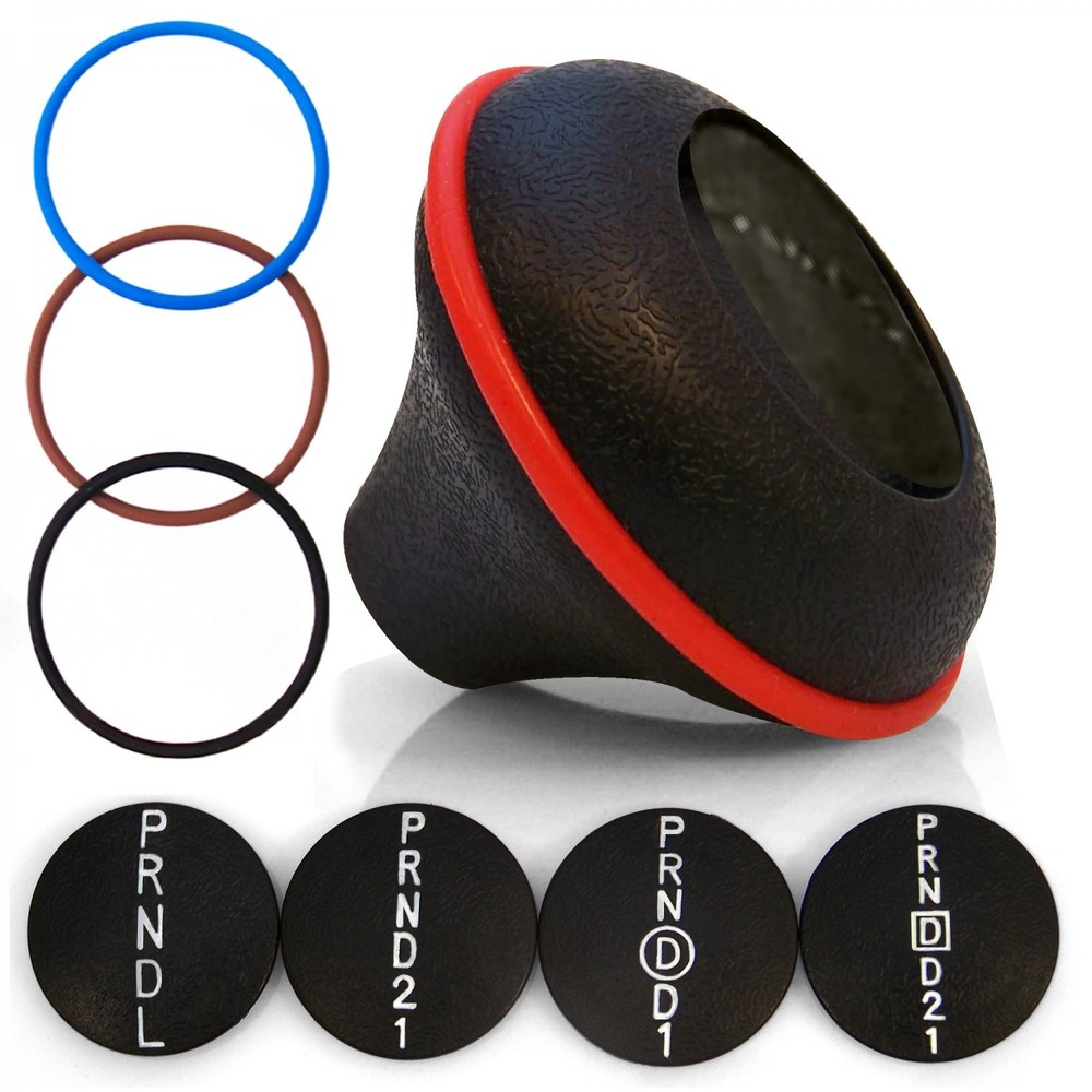 Black Nostalgic Custom Shift Knob with 4 Color O-Ring Options-Push Button-Adjust