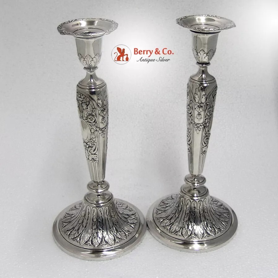 French Empire Candlesticks Gorham Sterling Silver Mono JRS