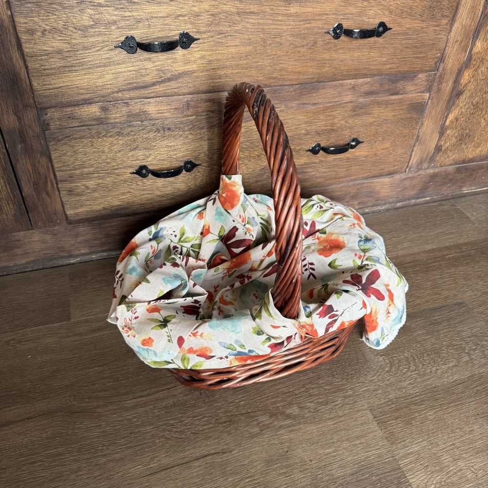 Dark Stain Basket with Handle Decor Picnic Easter