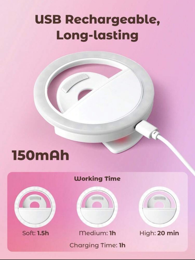 Portable White USB Rechargeable Mini Ring Light