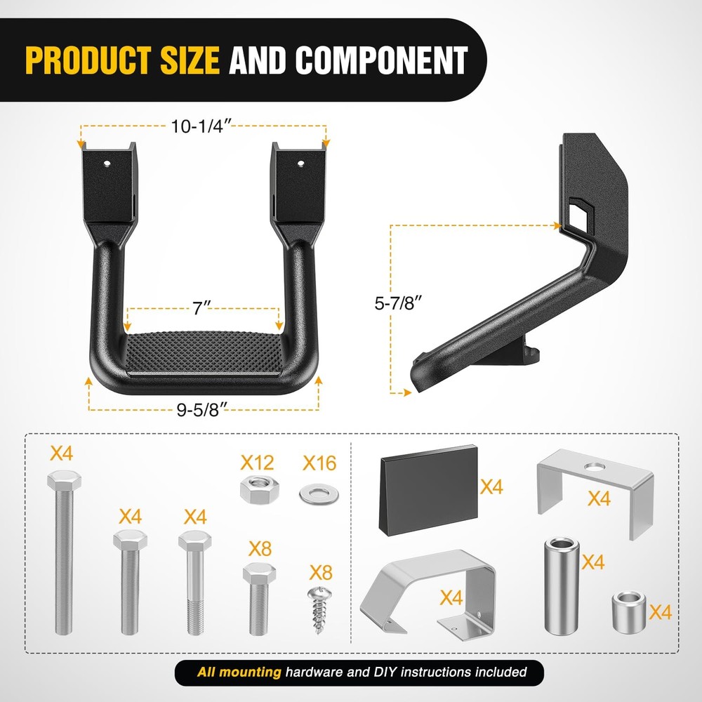 Nilight Universal Side Step Slip-Proof Aluminum Side Hoop Steps Nerf Bars